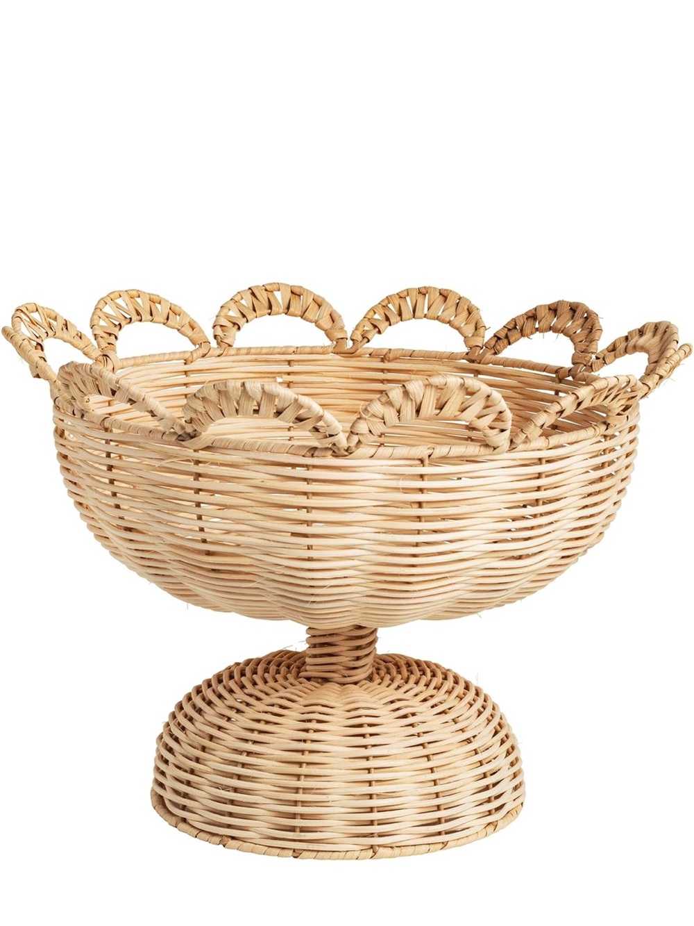 Mud Pie Wicker Woven Pedestal Basket New